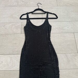 Meshki Presley Square Diamanté Mini Dress - Black